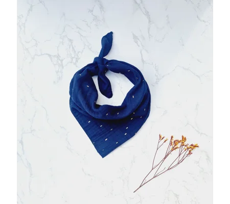 Navy Blue Poppy Dash Dog Bandana