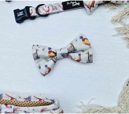 Country Pheasant Dog Bow Tie