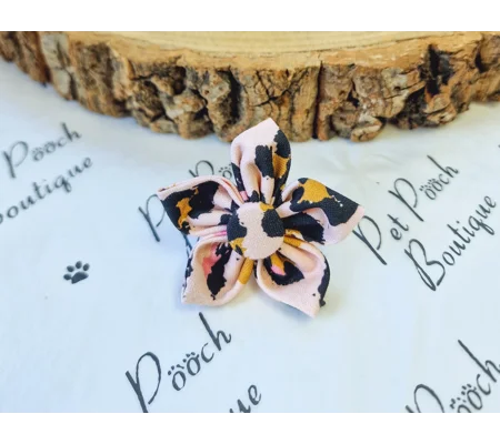 Pink Minx Leopard Flower Collar Attachment