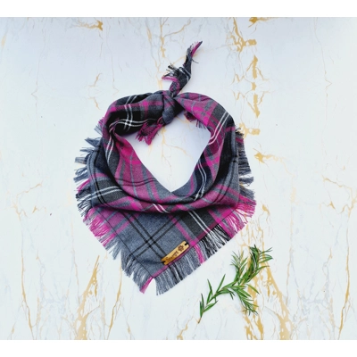 Frayed Buffalo Pink Plaid Bandana - Scamps Frayed Buffalo Pink Plaid Bandana - Scamps