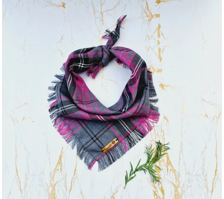 Frayed Buffalo Pink Plaid Bandana - Scamps