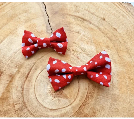 Poppy Toadstool Polkas Dog Bow Tie