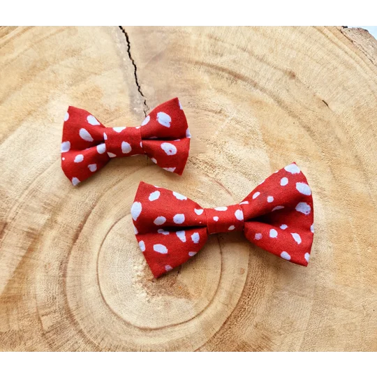 Poppy Toadstool Polkas Dog Bow Tie