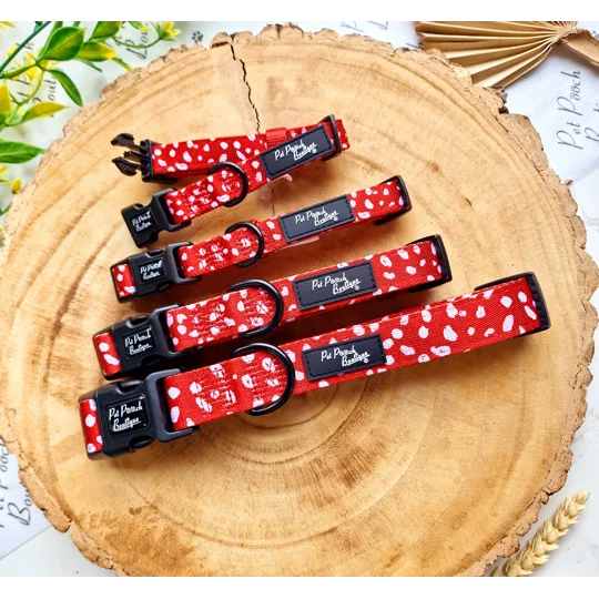 Poppy Toadstool Polkas Dog Collar - OPTIONAL Bow Tie/Flower ACCESSORY