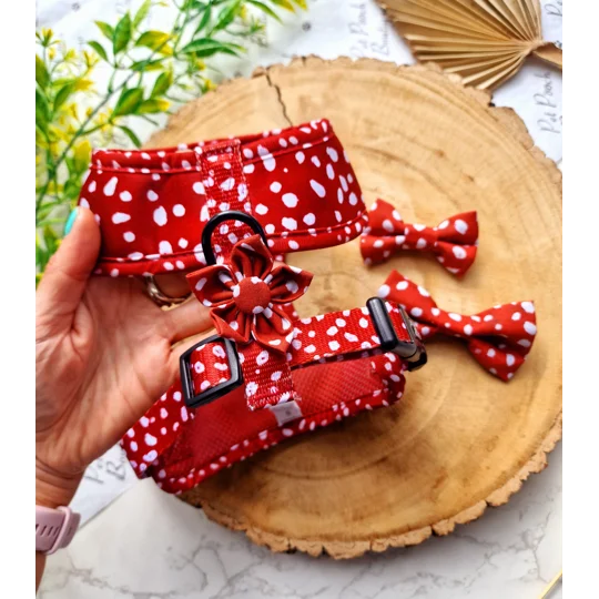 Poppy Toadstool Polkas Dog Bow Tie