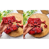 Poppy Toadstool Polkas Dog Harness  - optional bow tie/flower accessory