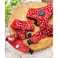 Poppy Toadstool Polkas Dog Harness  - optional bow tie/flower accessory
