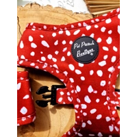 Poppy Toadstool Polkas Dog Harness  - optional bow tie/flower accessory