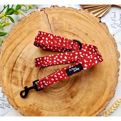 Poppy Toadstool Polkas Dog Lead - Reversible Poppy Toadstool Polkas Dog Lead - Reversible
