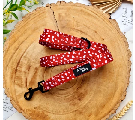 Poppy Toadstool Polkas Dog Lead - Reversible