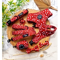 Poppy Toadstool Polkas Dog Harness  - optional bow tie/flower accessory