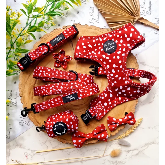 Poppy Toadstool Polkas Dog Bow Tie