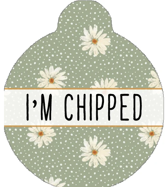 Pretty Little Pastel Green Daisies Custom ID Dog Tag - NEW STYLE
