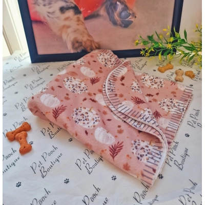 PUMPKIN LEOPARD LATTE Fleece Dog Blanket PUMPKIN LEOPARD LATTE Fleece Dog Blanket