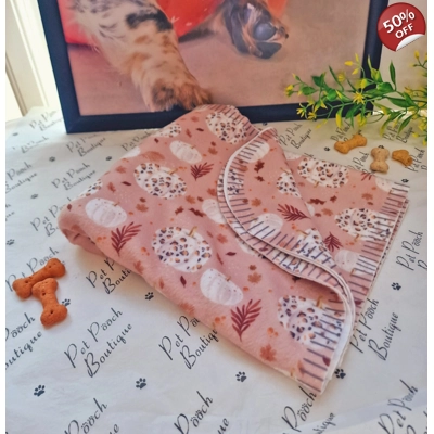 PUMPKIN LEOPARD LATTE Fleece Dog Blanket