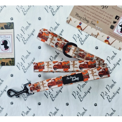 Pumpkin Patch Cart Dog Lead - Reversible Pumpkin Patch Cart Dog Lead - Reversible