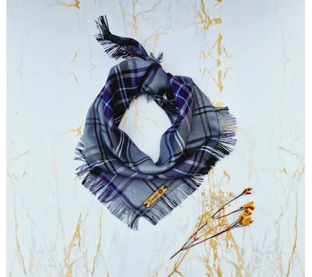 Frayed Buffalo Purple Plaid Bandana - Scamps