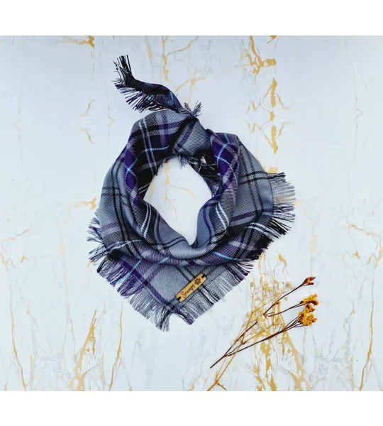 Frayed Buffalo Purple Plaid Bandana - Scamps