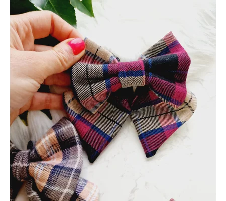 Rabbit Stalker Plaid SAILOR Dog Bow Tie