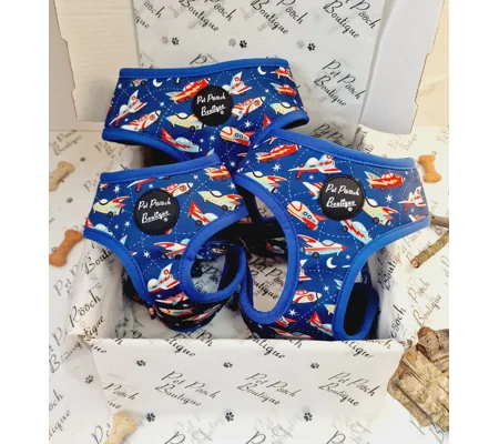 Racing Rocket Ships Dog Harness