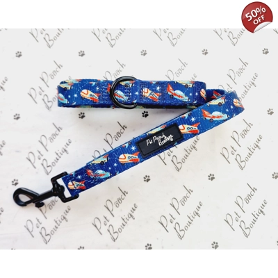 Racing Rocket Ships Dog Lead - Reversible
