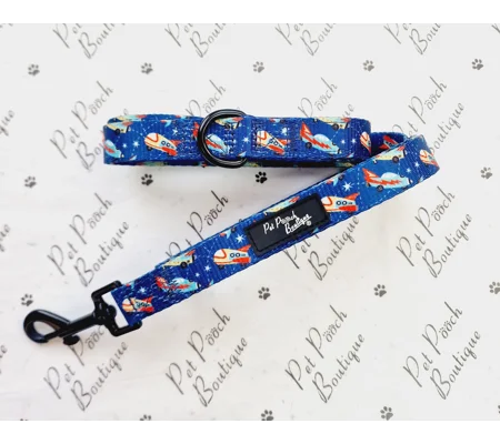 Racing Rocket Ships Dog Lead - Reversible