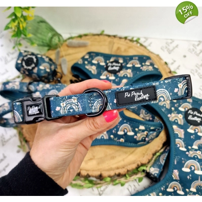 Rainbows In The Forest (Sea Green) Dog Collar Rainbows In The Forest (Sea Green) Dog Collar