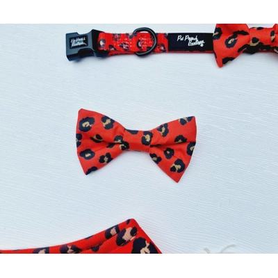 Red Leopard Print Dog Bow Tie Red Leopard Print Dog Bow Tie