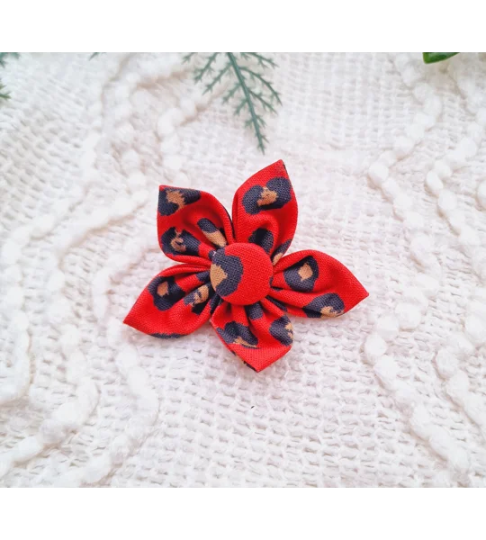 Red Leopard Flower Collar Attachment