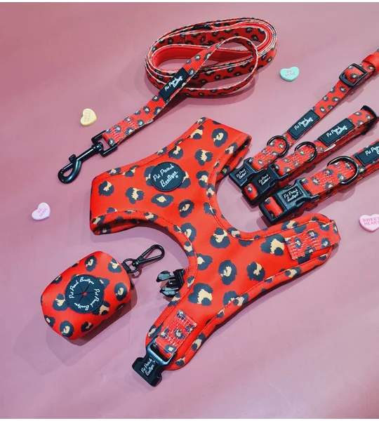 Red Leopard Print Dog Bow Tie