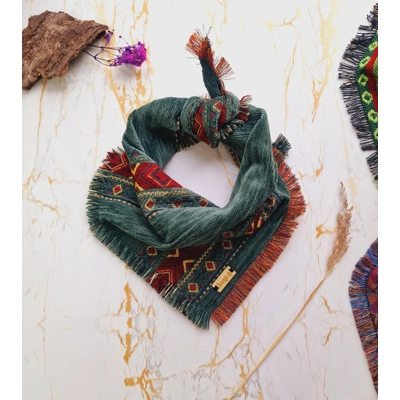 Frayed Red Turtle & Moss Bandana - Scamps Frayed Red Turtle & Moss Bandana - Scamps