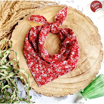 Rooster Red Floral Dog Bandana