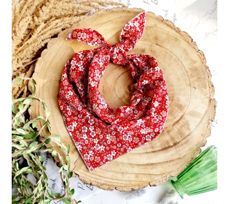 Rooster Red Floral Dog Bandana
