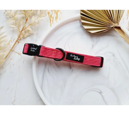 Rose Pink Cord Dog Collar