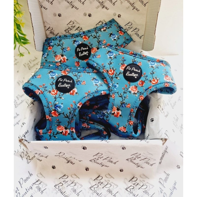Rosie Rose Cornflower Blue Floral Dog Harness Rosie Rose Cornflower Blue Floral Dog Harness