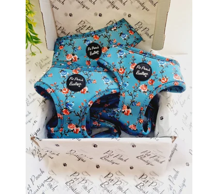 Rosie Rose Cornflower Blue Floral Dog Harness