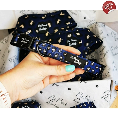 Royal Blue Leopard Dog Collar