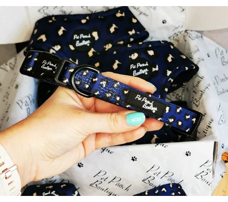 Royal Blue Leopard Dog Collar