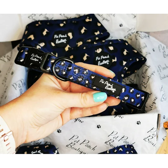 Royal Blue Leopard Dog Collar