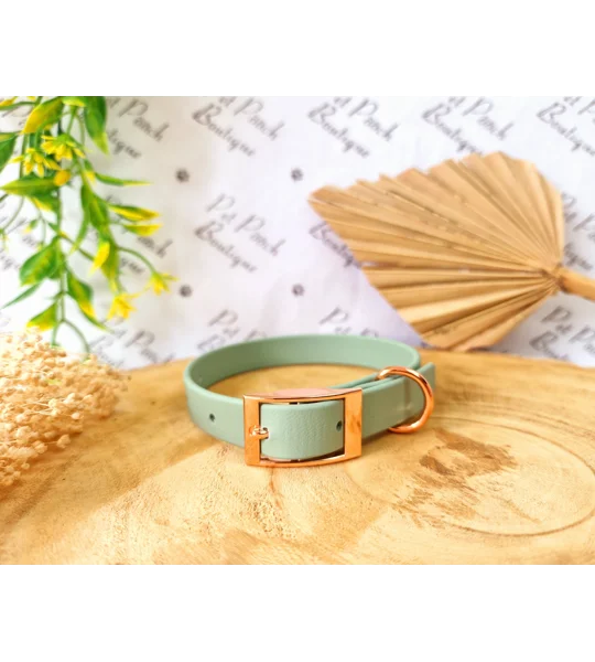 Sage Green Biothane Dog Collar - Optional Fittings