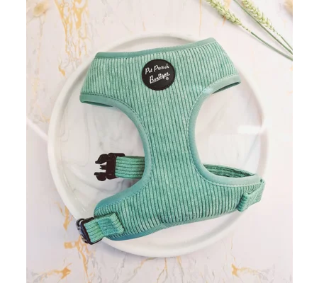 Sage Green Cord Dog Harness - optional bow tie accessory