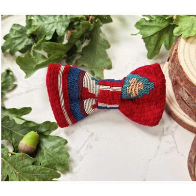 Red Boho Cherokee Dog Bow Tie