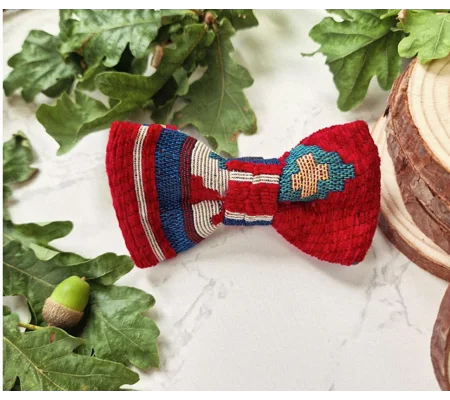 Red Boho Cherokee Dog Bow Tie