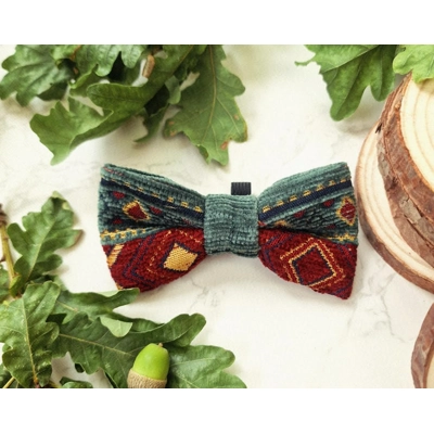Red Turtle & Moss Dog Bow Tie