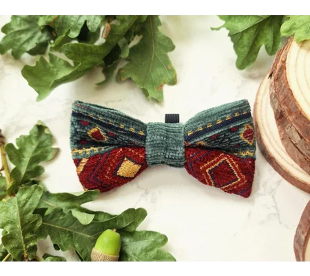Red Turtle & Moss Dog Bow Tie