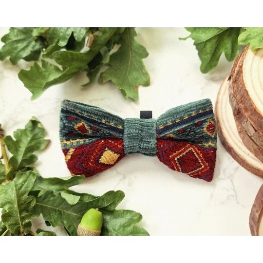 Red Turtle & Moss Dog Bow Tie