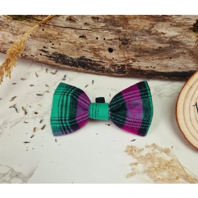 Pink Highland Rebel Plaid Dog Bow Tie