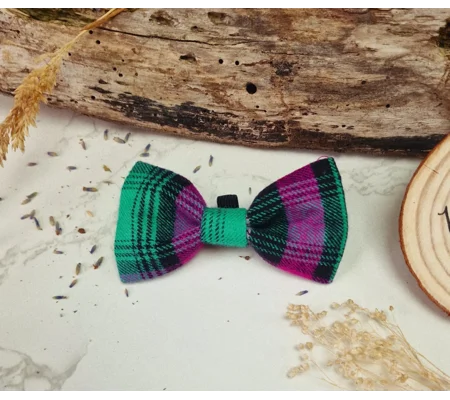 Pink Highland Rebel Plaid Dog Bow Tie