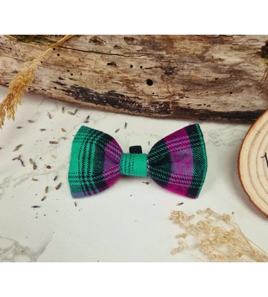 Pink Highland Rebel Plaid Dog Bow Tie