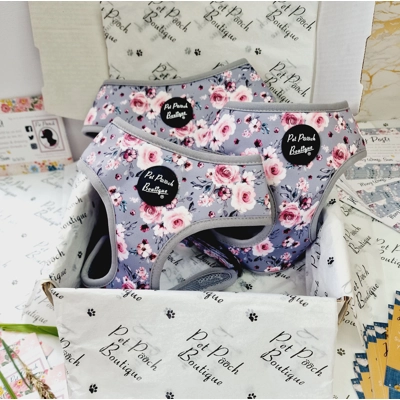 Secret Garden Floral Dog Harness - optional flower access.. Secret Garden Floral Dog Harness - optional flower access..